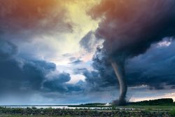 Super,Cyclone,Or,Tornado,Forming,Destruction,Over,A,Populated,Landscape